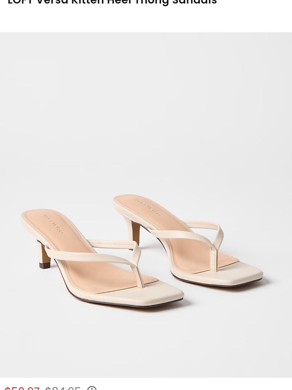 LOFT Versa Kitten Heel Thong Sandals - Ivory Cream